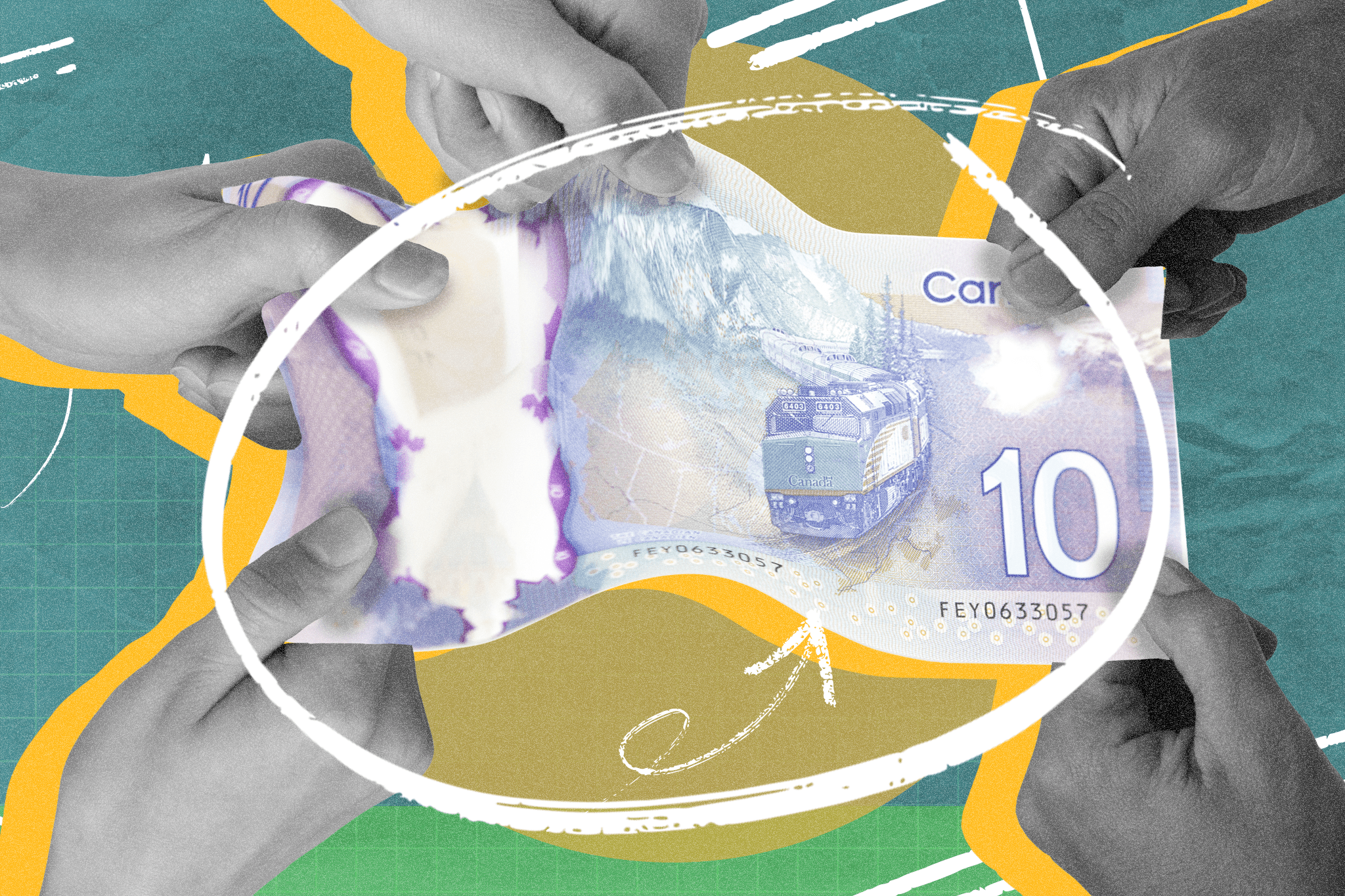 stretched dollar bill