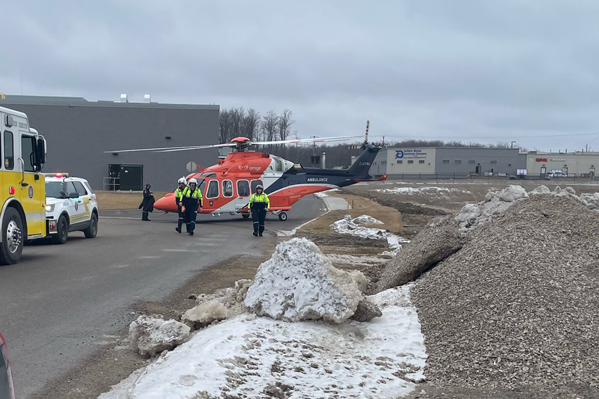 Provincial Police in Dufferin County say that a 50-year-old man was airlifted to hospital after a workplace incident in Shelburne, Ont. on Tuesday.