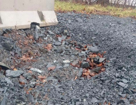 A small sink hole has formed above a damaged culvert off Mill Village Rd. in Shubenacadie, N.S.
