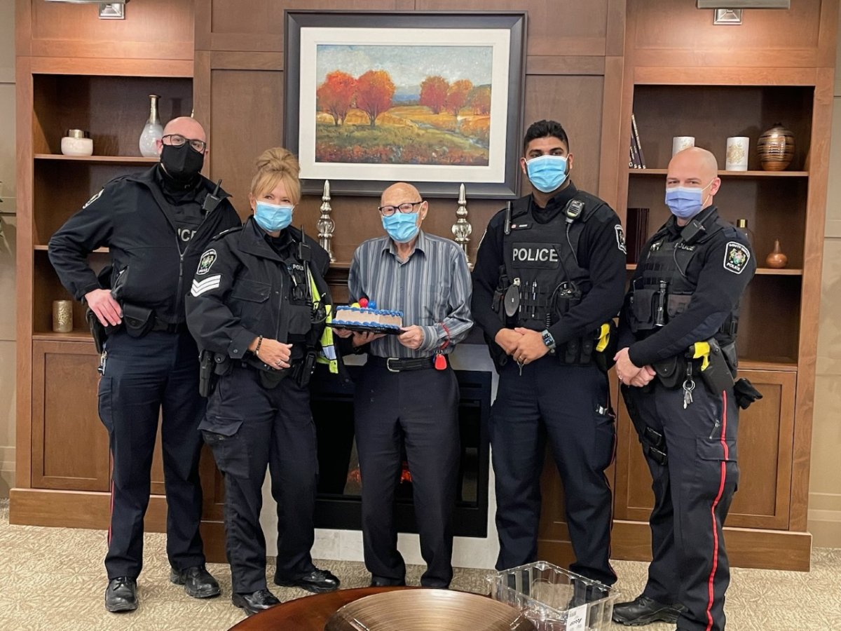 South Simcoe Police give Larry a birthday surprise.