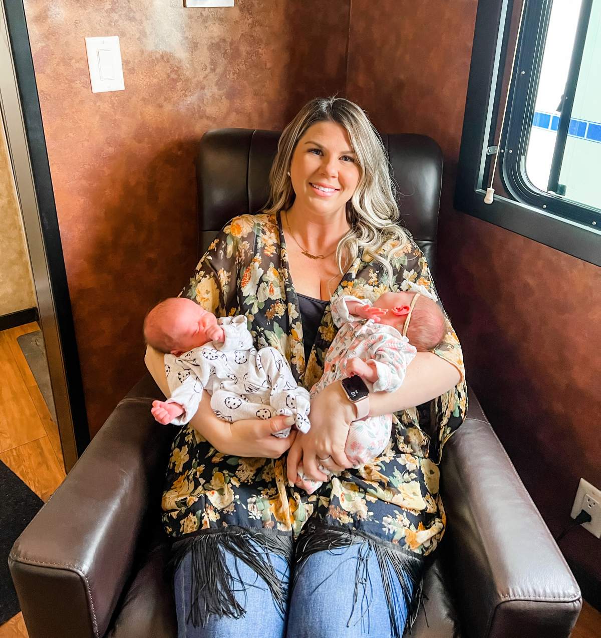 Eight-month-old Airdrie twins Mila and Luca Ricioppo with mother Lindsey Ricioppo.