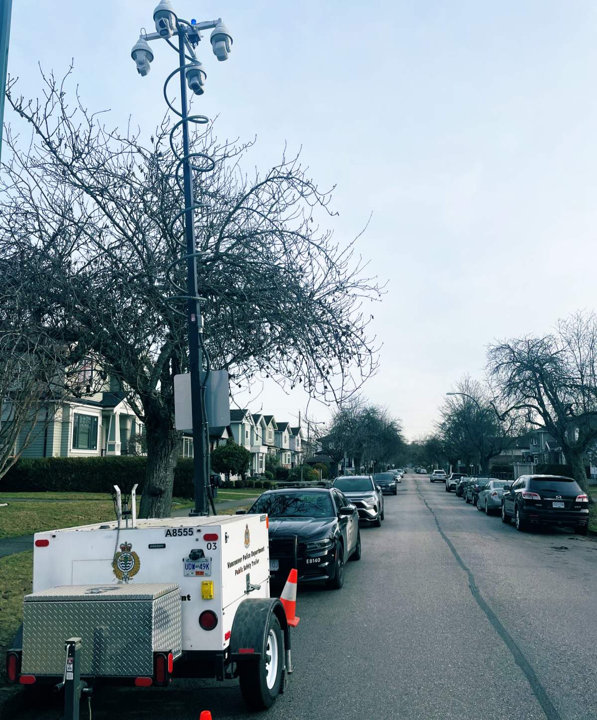 The VPD "public safety trailer" seen in Vancouver on Wednesday. 