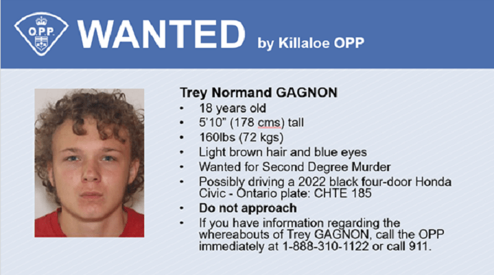 Trey Gagnon, 18, wanted for second-degree murder.