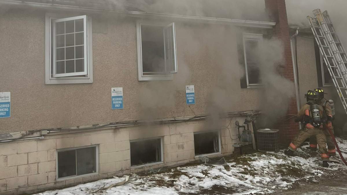 Hamilton fire battling a multiple alarm fire at a commercial building Jan. 17, 2022 on Wilson Street East in Ancaster. 