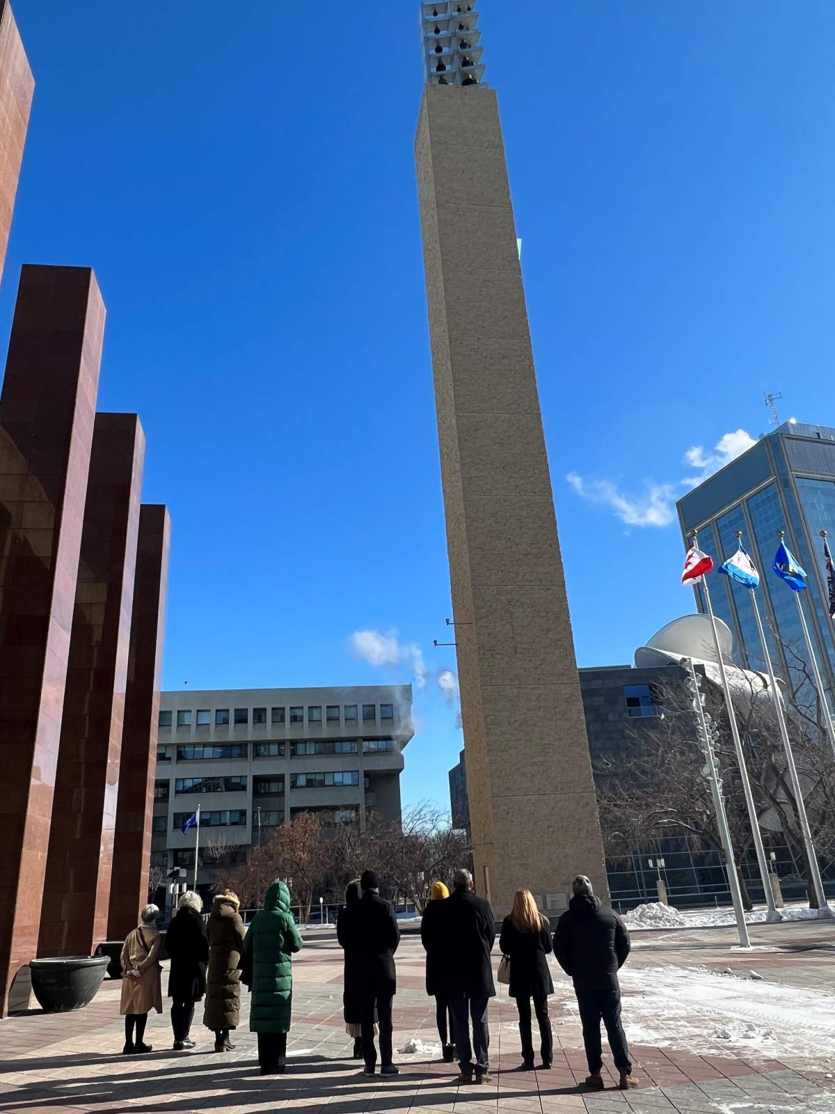 Vigil for Ukraine at Edmonton City Hall on Friday, Feb. 24, 2023.