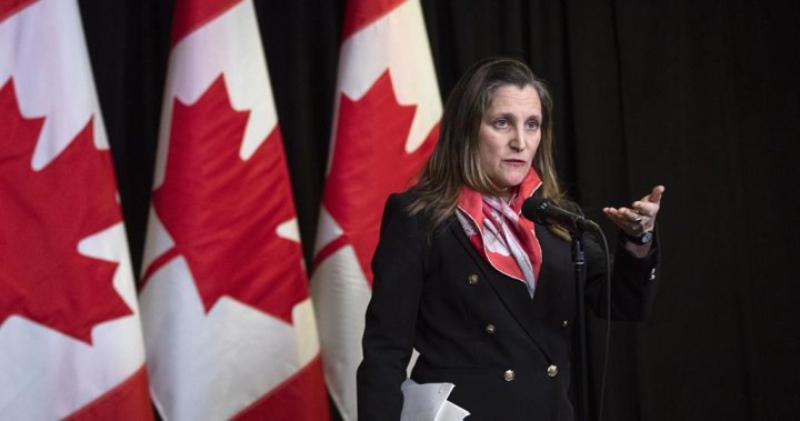 Freeland to meet provincial and territorial finance ministers in Toronto  | Globalnews.ca