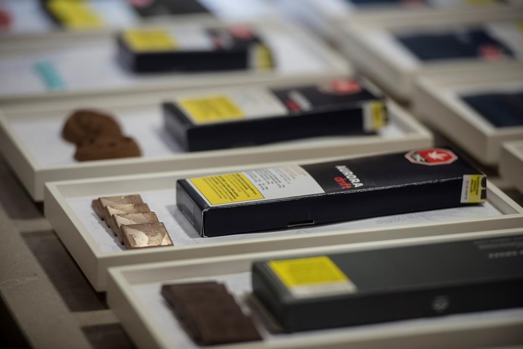 Chocolate edibles available for authorized retailers are displayed at the Ontario Cannabis Store in Toronto on January 3, 2020. THE CANADIAN PRESS/Tijana Martin.