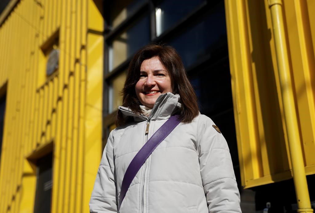 Yuliia Kleban, from Ukraine, poses for a photograph near her work in Toronto on Wednesday, February 8, 2023. Kleban along with other Ukrainian refugees are living in Canada as the first anniversary of the Russian war nears.