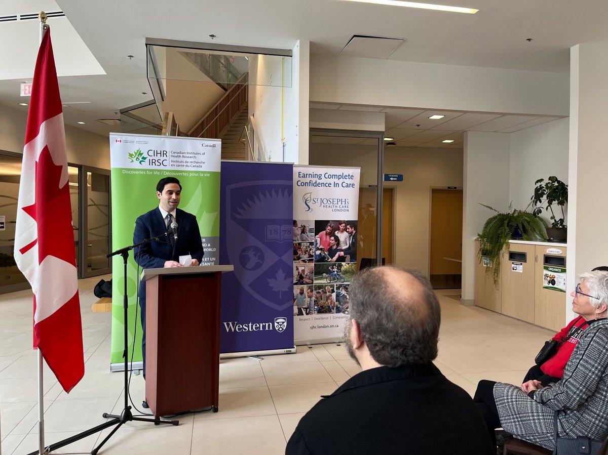 London North Centre MP Peter Fragiskatos during Monday's announcement at Western University.