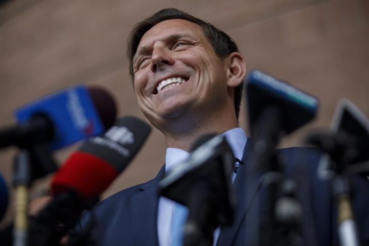 Brampton mayor Patrick Brown speaks during a press conference to announce his intention to run again for mayorship, at city hall in Brampton, Ont., on Monday, July 18, 2022. Brown is working to pay off debt from his federal Conservative leadership bid, but without the help of the party and tax receipts for donors. 