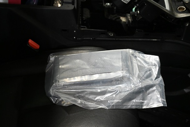 Cocaine seized from a Nissan Murano as part of an Edmonton drug trafficking investigation Feb. 2023.