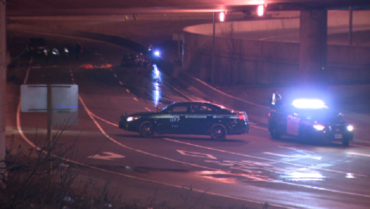 The crash happened on Highway 427 southbound off-ramp to Dundas Street on Monday, Feb. 13, 2023.