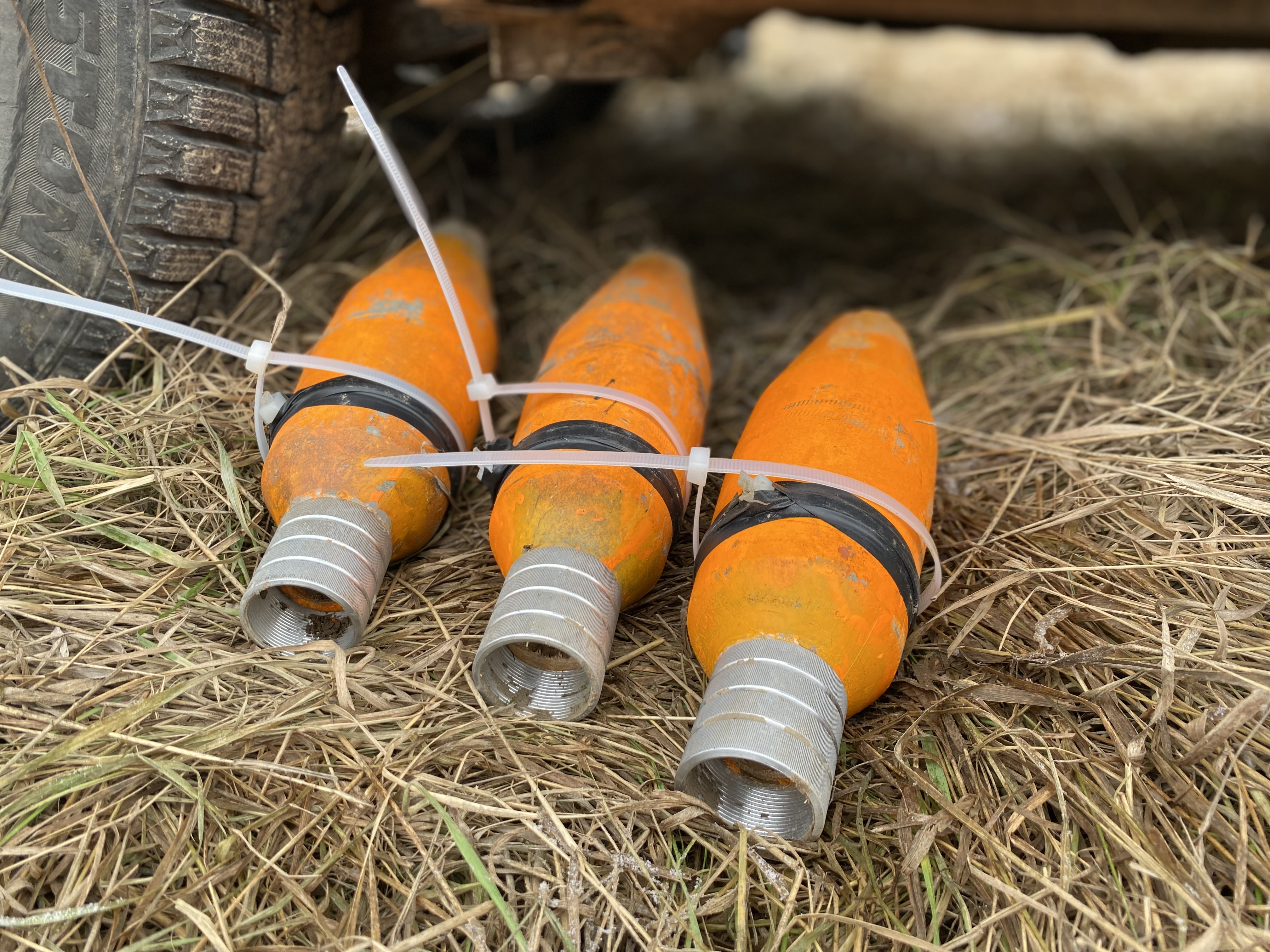 Wooden ‘bombs’ used to test Ukrainian attack drones, near Kyiv, Jan. 25, 2023.