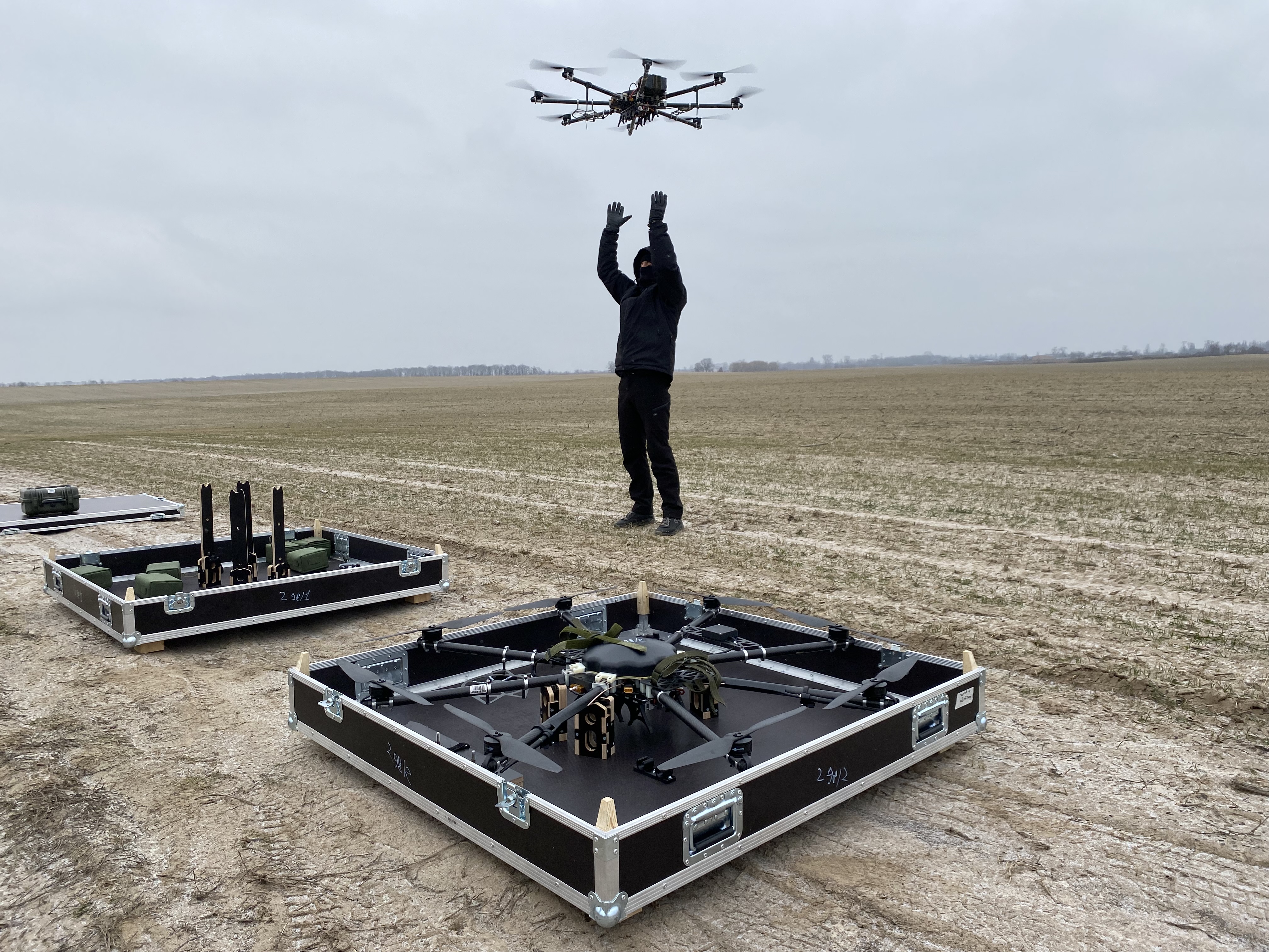 Aerorozvidka members test Ukrainian armed forces drones near Kyiv, Jan. 25, 2023.