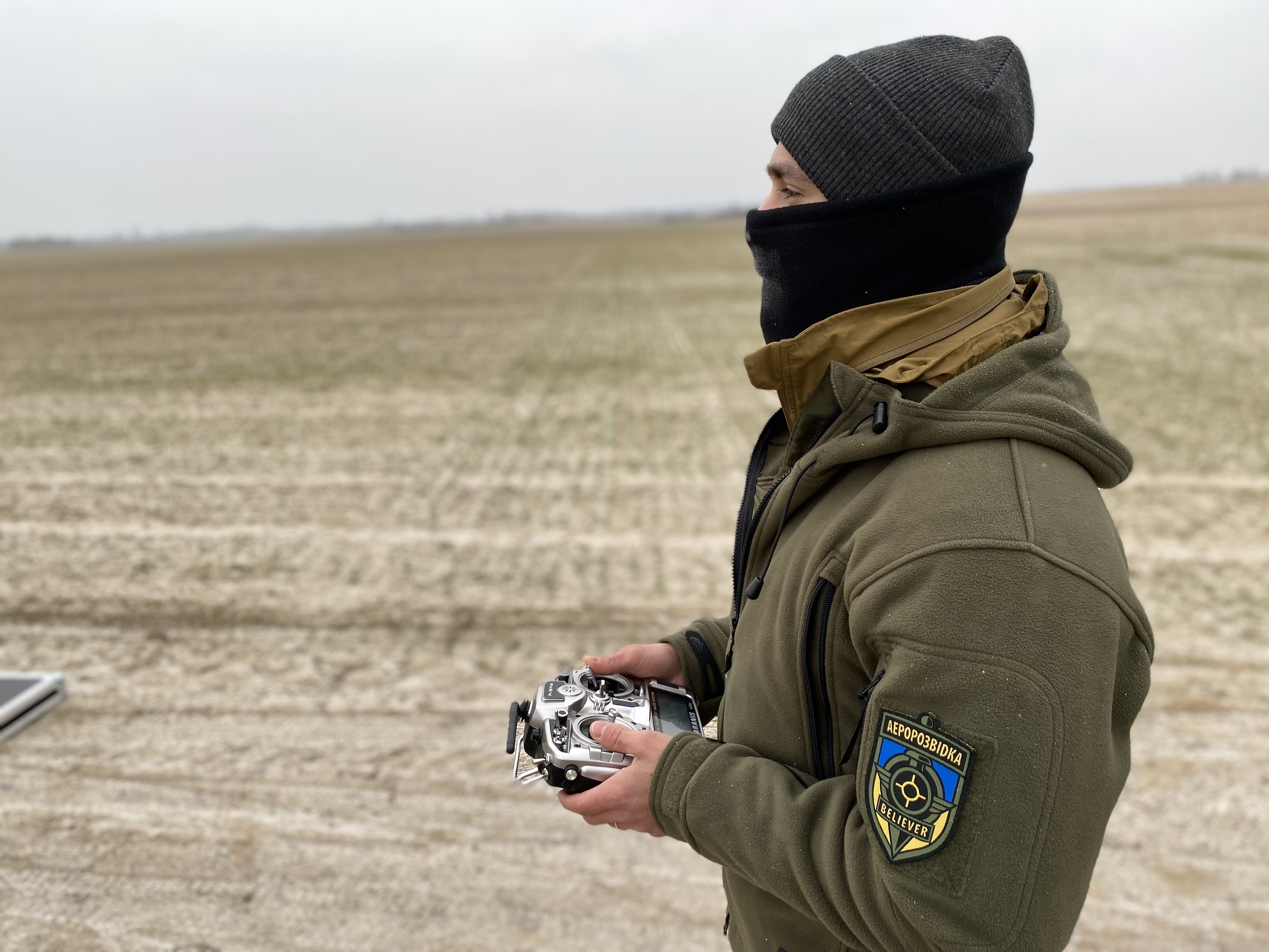 A member of Aerorozvidka tests an armed forces drone near Kyiv, Ukraine, Jan. 25, 2023.
