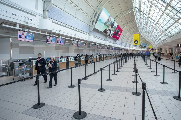 The departure area at terminal 3 at Toronto Pearson airport in Toronto, Ontario on Tuesday March 29, 2022. 