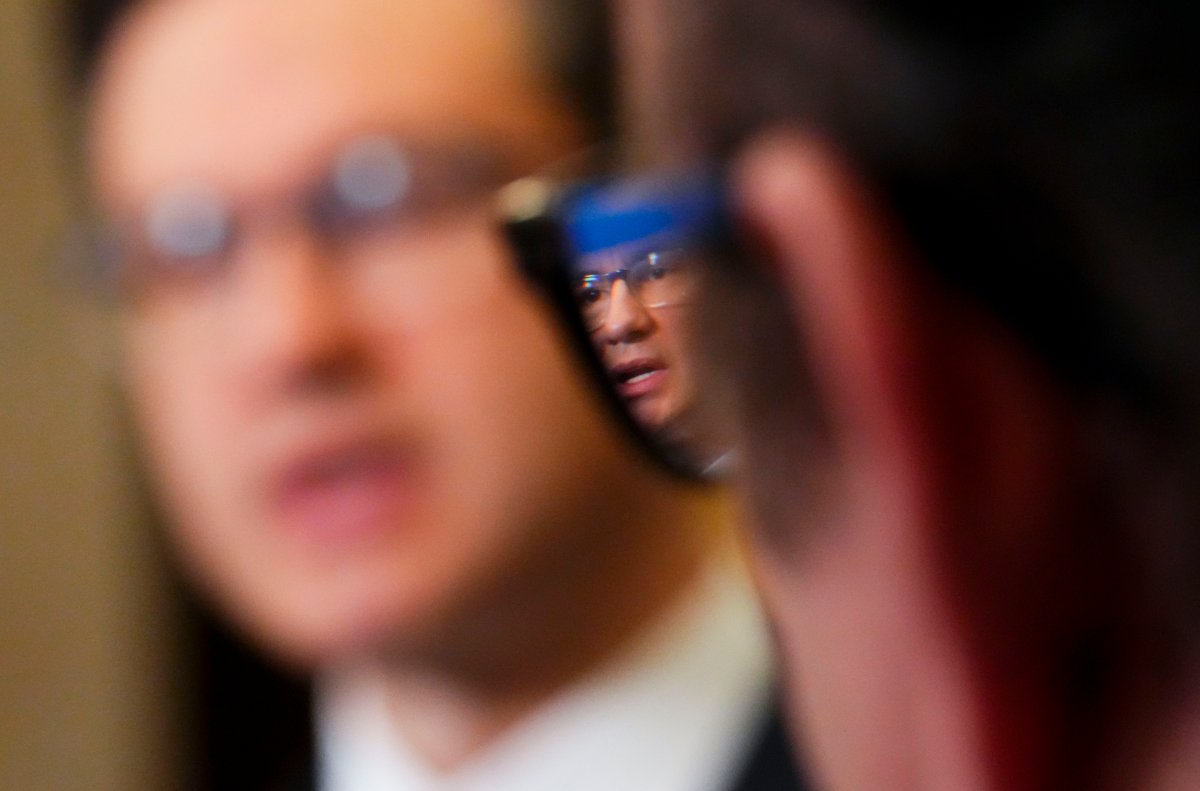 Conservative Leader Pierre Poilievre at a press conference.