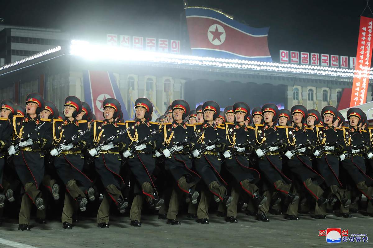 In this photo provided by the North Korean government, a military parade is held to mark the 75th founding anniversary of the Korean People’s Army on Kim Il Sung Square in Pyongyang, North Korea Wednesday, Feb. 8, 2023.