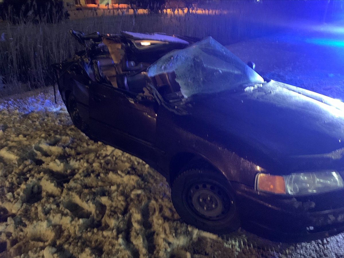 Guelph police say an 18-year-old man from Waterloo escaped serious injuries after colliding with a snowplow.