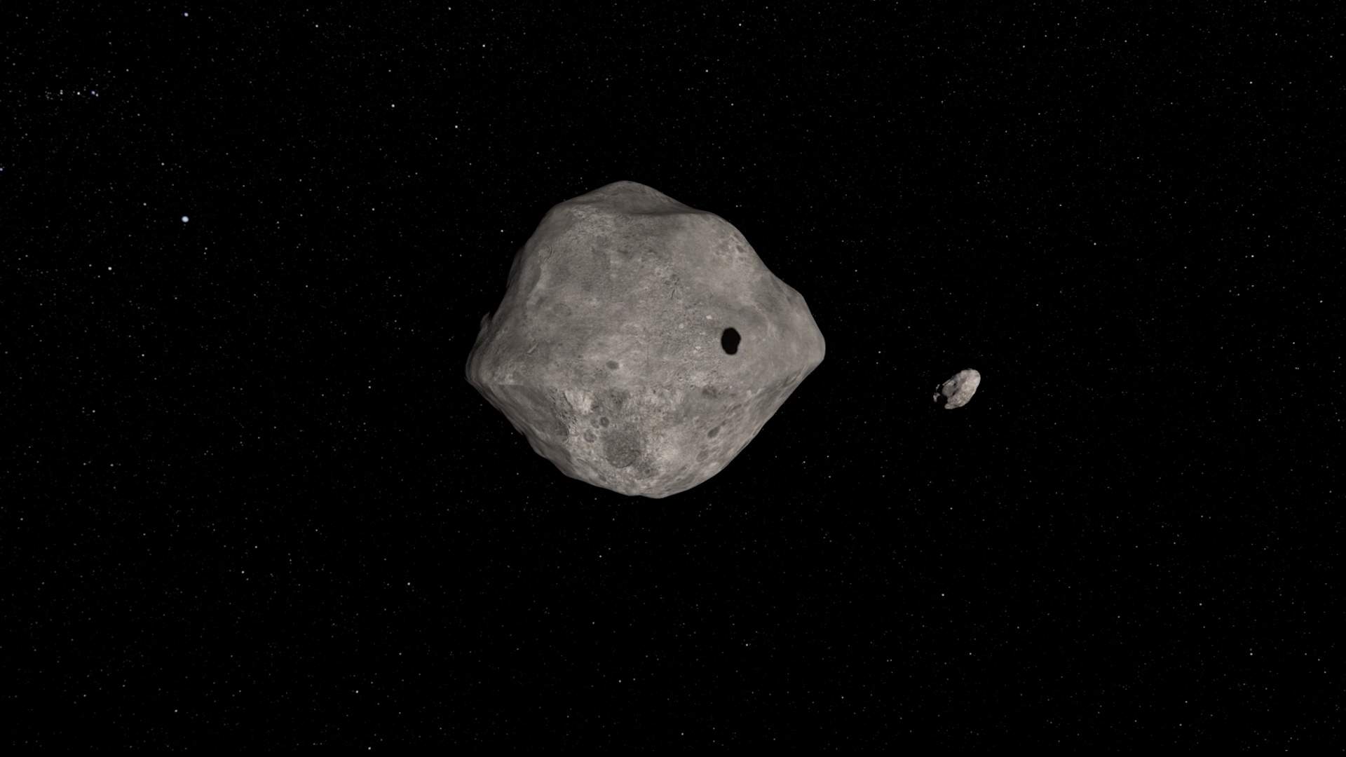 Large asteroid called Didymos and its moon Dimorphos