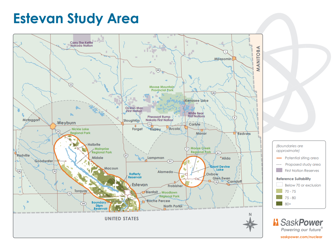 The study area in Estevan for a potential SMR.
