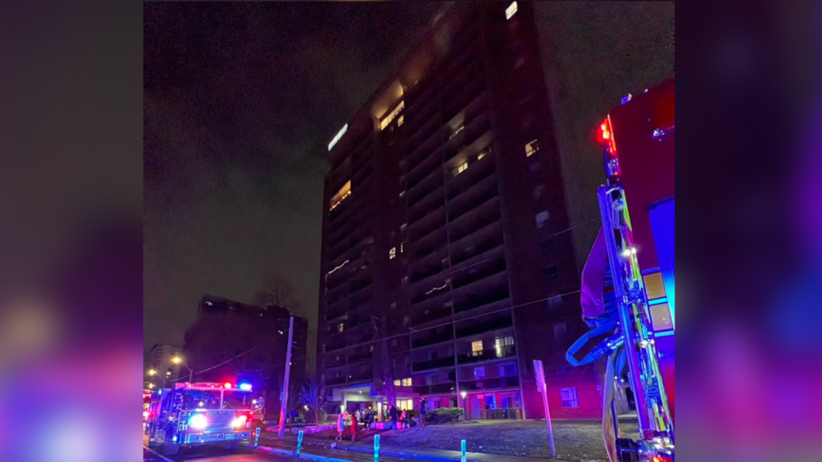 Firefighters extinguished a blaze inside an apartment at 205 Hunter St. W. in Hamilton early Feb. 6, 2023.