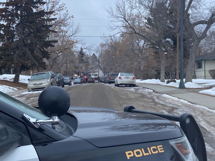 A police scene on Hendon Drive N.W. in Calgary on Feb. 8, 2023.