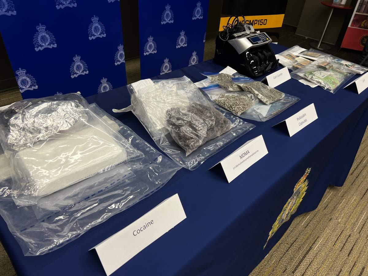 RCMP investigators say 1.3 kilograms of cocaine, 2 kilograms of MDMA and approximately 4,000 psilocybin capsules were seized as part of ‘Operation Highspeed’
