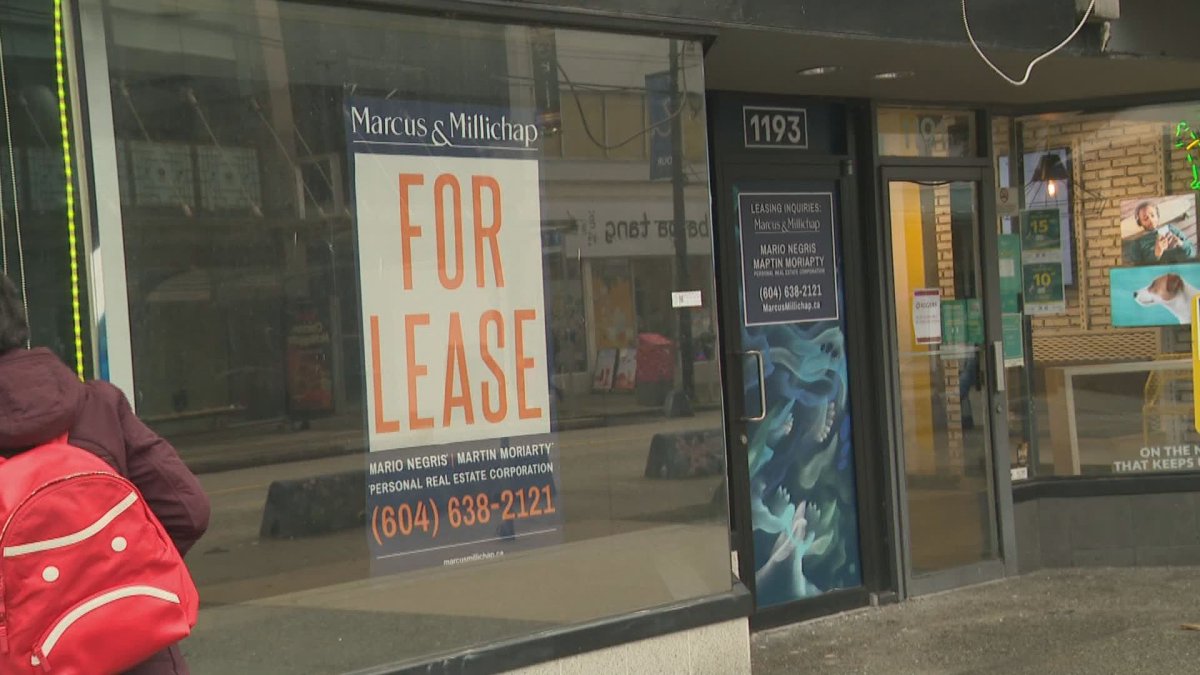 A storefront for lease in downtown Vancouver. 