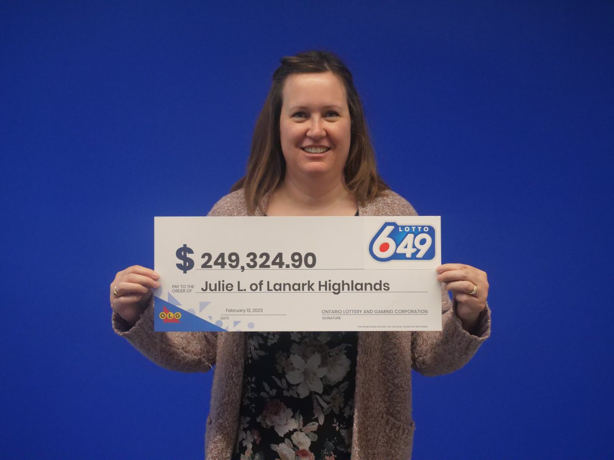 Julie Leidecker of Lanark Highlands won the Lotto 6/49 second prize worth $249,324.90 in the Dec. 14, 2022 Lotto 6/49 draw.