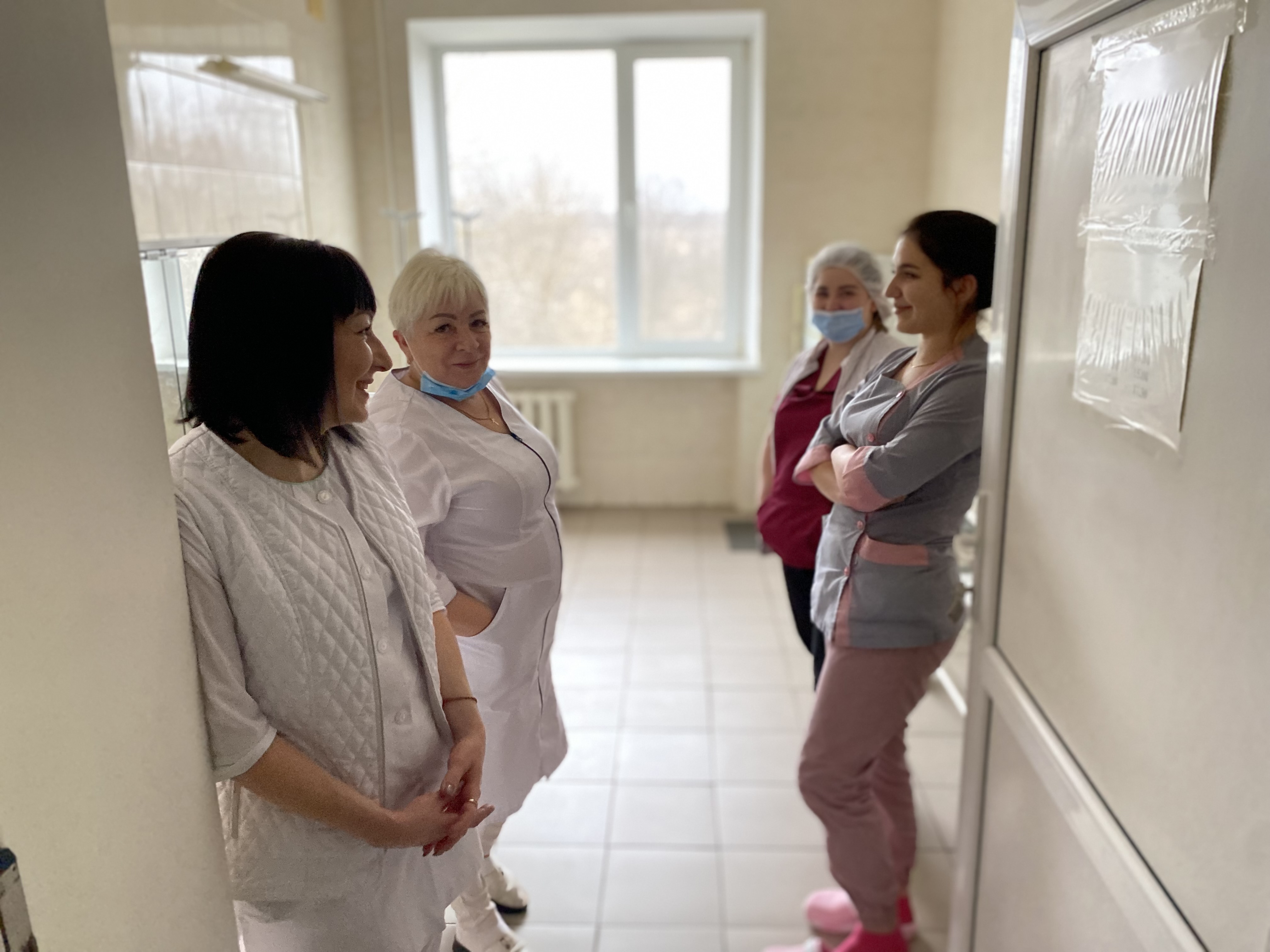 Staff at Marhanets hospital, shelled by Russian forces and supported by Canadian donations, Jan. 23, 2023.