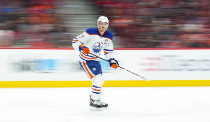 Edmonton Oilers centre Connor McDavid (97) sates up ice while taking on the Ottawa Senators during third period NHL hockey action in Ottawa on Saturday, Feb. 11, 2023.