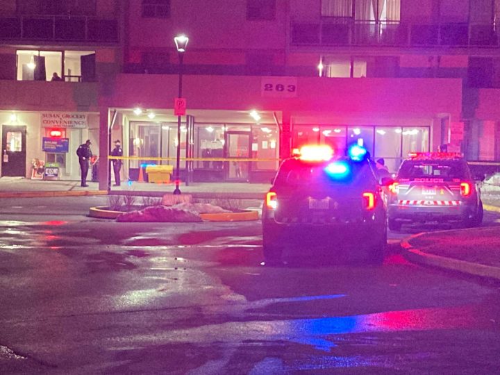 Police on the scene of a shooting reported at a Pharmacy Avenue address in Toronto.
