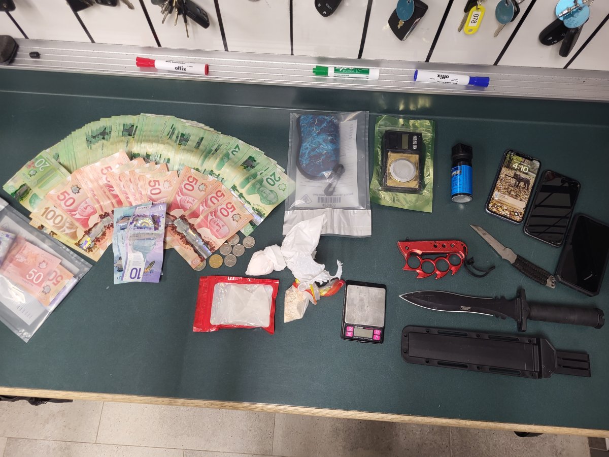 Central Hastings OPP seized drugs and weapons from a vehicle on Saturday.