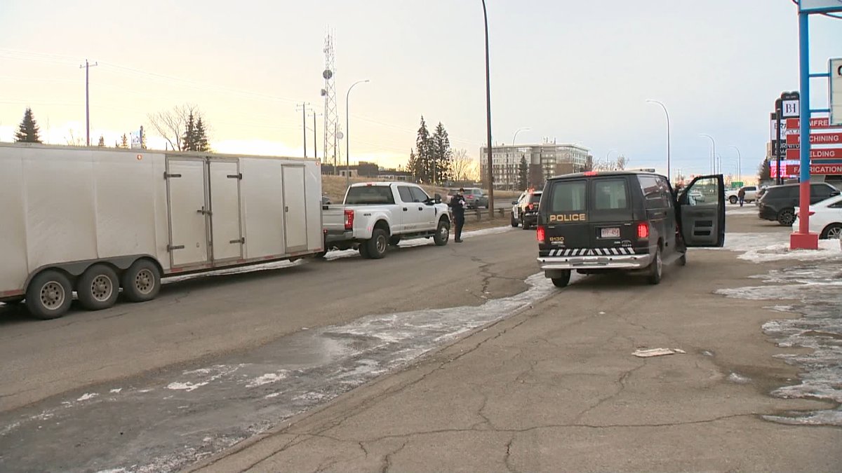Calgary police said a truck was stolen with a 12-year-old child inside on Feb. 16, 2023.