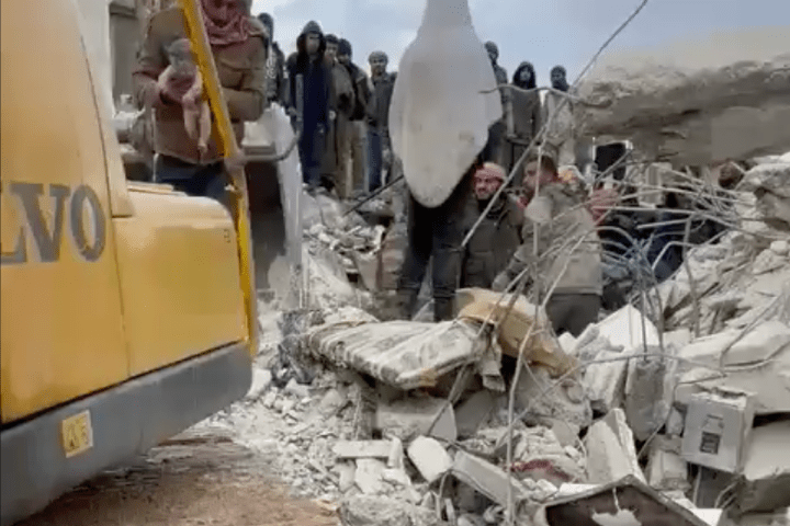 Newborn baby saved after mom gives birth under earthquake rubble in Syria