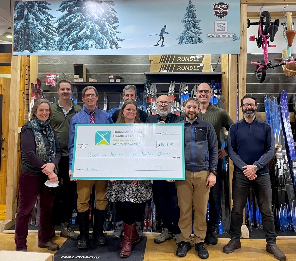 A ski-relay raised $16,800 to support the Garden Homes project for the Canadian Mental Health HKPR branch in Peterborough.