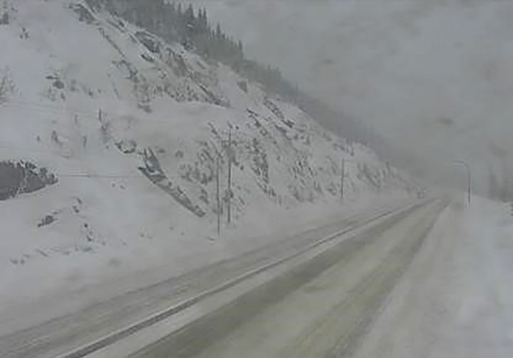 Weather conditions at the summit of the Coquihalla Highway on Tuesday, Feb. 21, 2023.