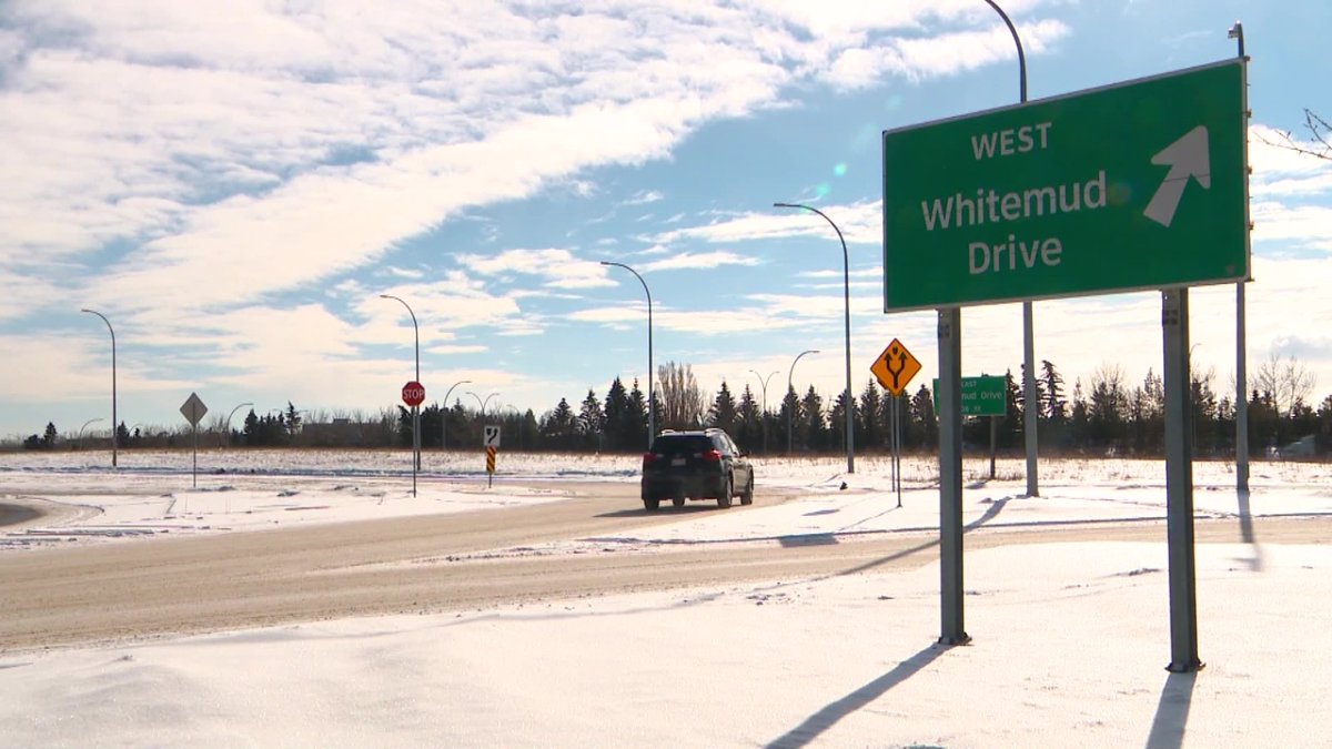 The intersection of 108A Street and Whitemud Drive in south Edmonton, Alta. on Monday, Feb. 20, 2023.