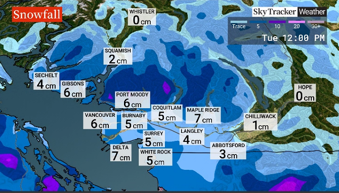 More Snow On The Way For B.C.’s South Coast, Affecting Tuesday’s ...