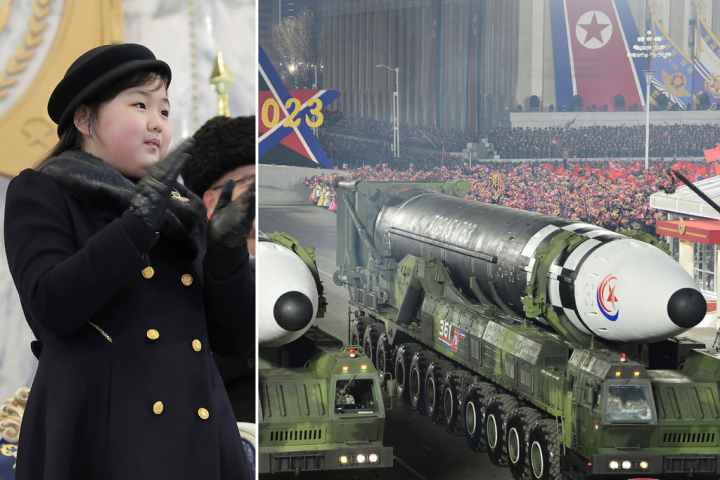 Kim Jong Un parades largest nuclear arsenal yet with daughter at his side