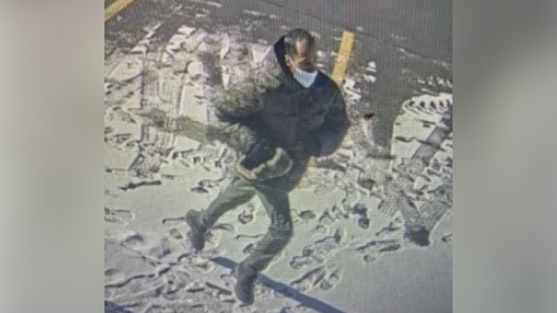 Surveillance photo provided by Hamilton police showing a suspect in a Feb. 3 stabbing at a Mountain business.