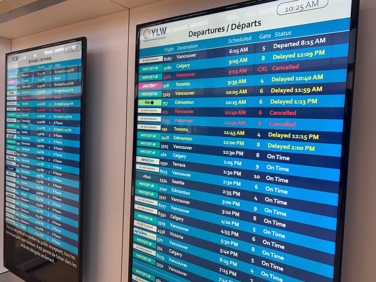 Vancouver snow has caused issues with Kelowna's airport. 