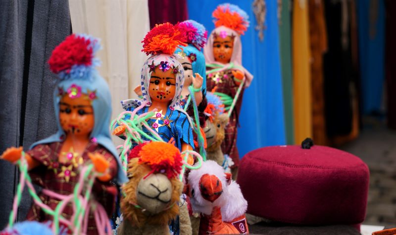 "Berber" dolls are seen for sale in the old medina of Sousse, Tunisia, on Sun. Feb. 26, 2023.