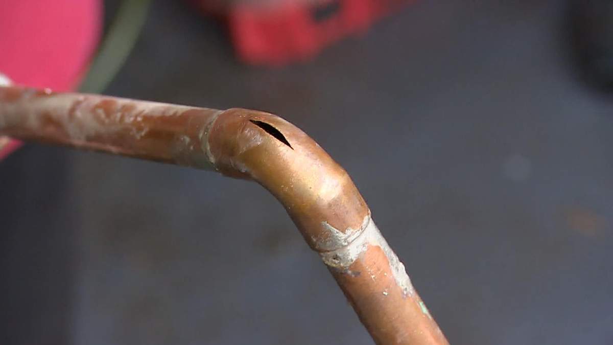 A burst pipe following record freezing temperatures in HRM on Saturday.