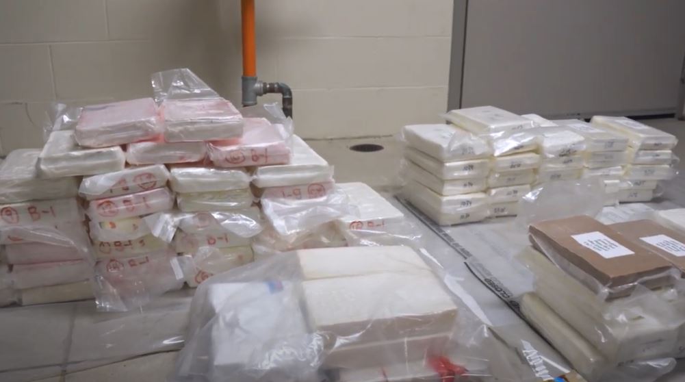 Screenshot from video released by York Regional Police of cocaine seized during a search warrant.