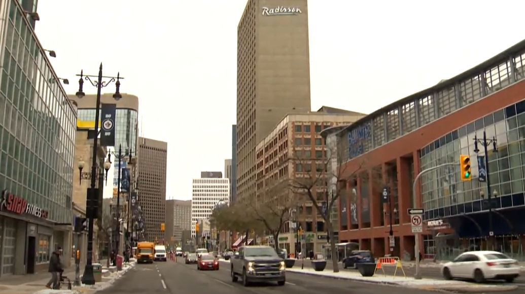 Downtown Winnipeg as seen from Portage Avenue.