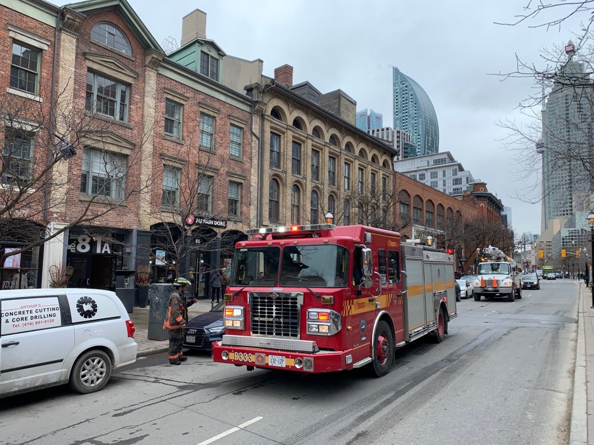 Fire truck on Front Street East on Feb. 16, 2023.