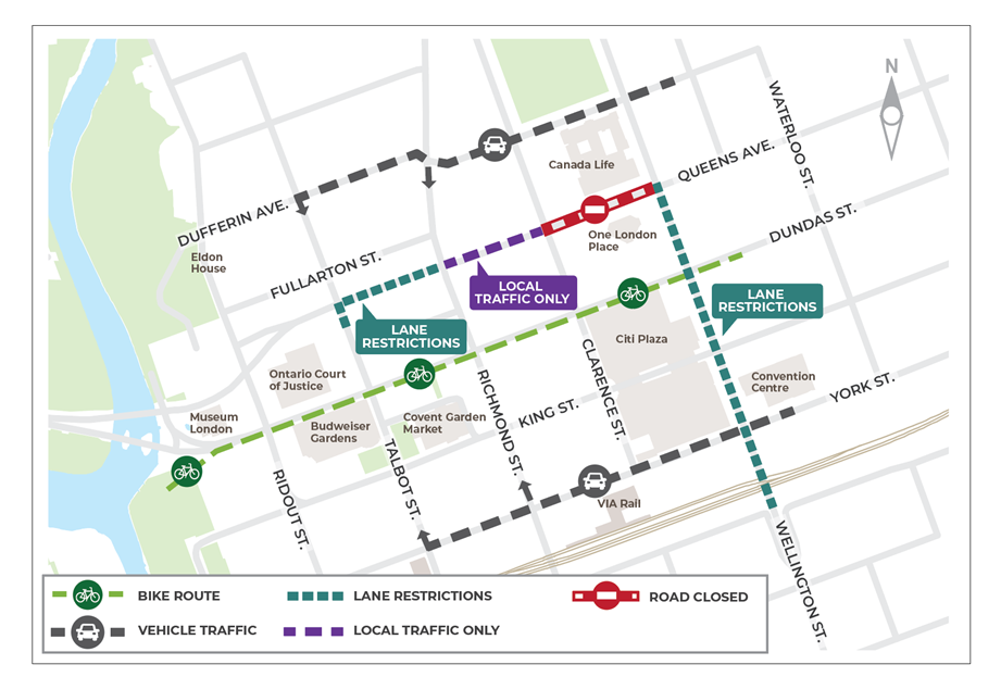 Phase 2 of the London, Ont. Downtown Loop brings road closures and lane ...