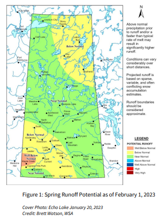 Saskatchewan spring runoff potential as of Feb. 1, 2023.